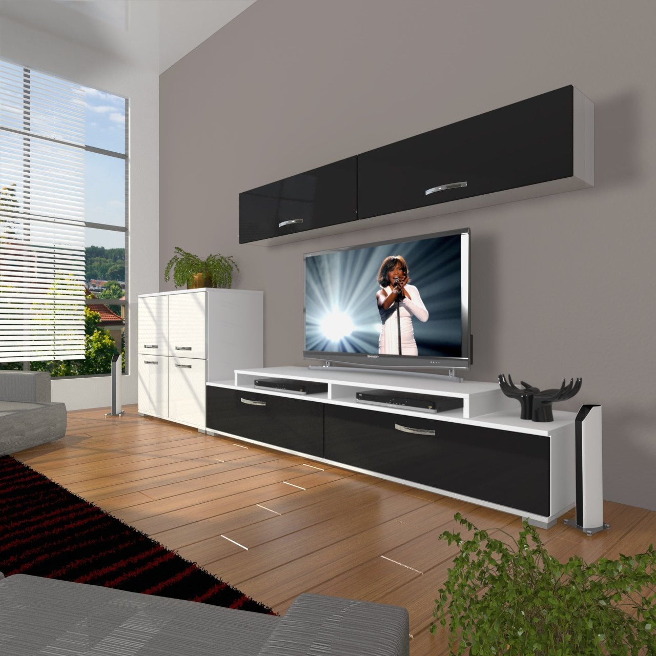 Decoraktiv Ekoflex 6Y Slm Tv Ünitesi Tv Sehpası Beyaz - Siyah