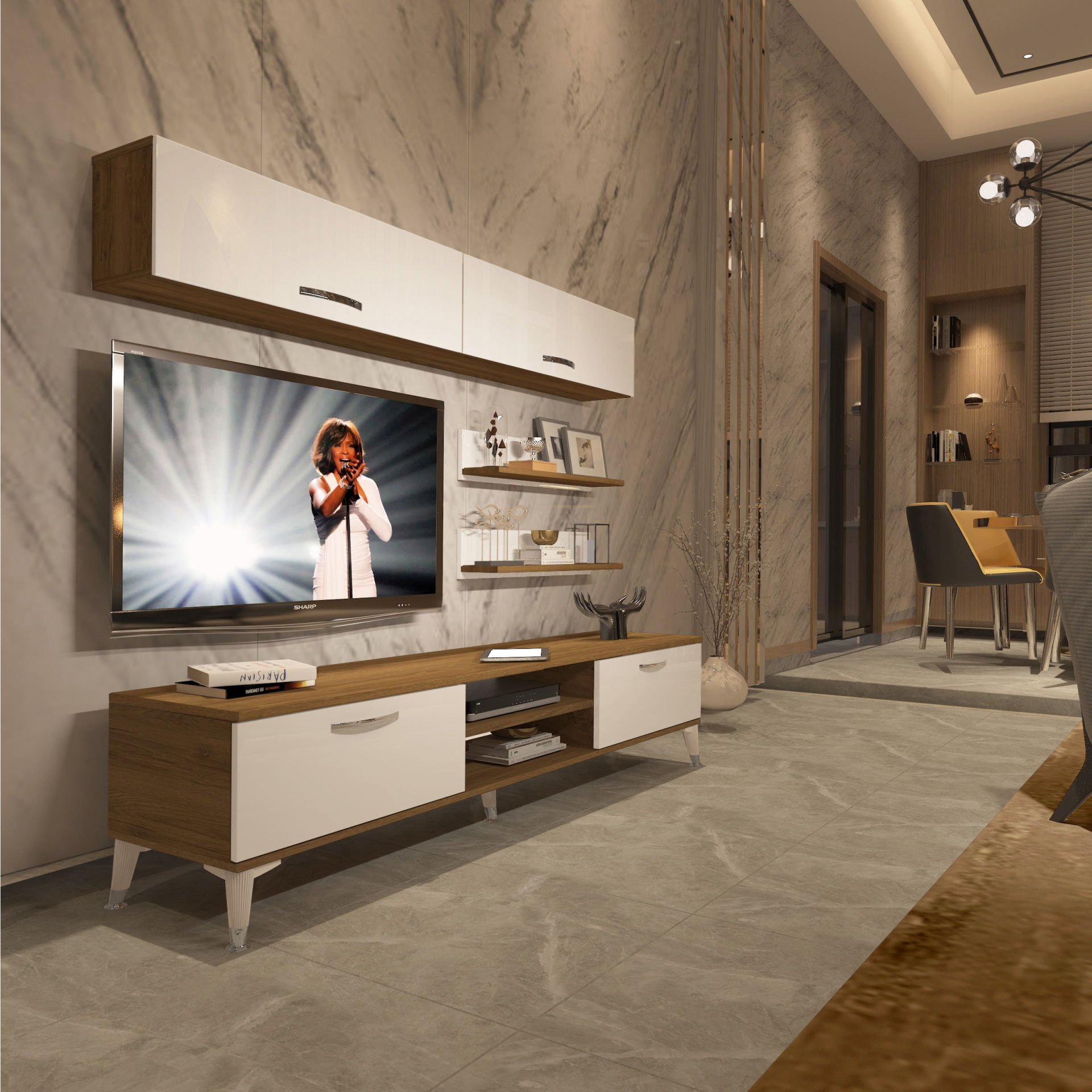 Decoraktiv Eko 5 Mdf Dvd Silver Tv Ünitesi Tv Sehpası Pera - Beyaz