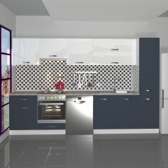 Decoraktiv Elite 325Y Ankastre Fırın Modüllü MDF Hazır Mutfak Dolabı Antrasit - Beyaz