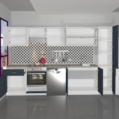 Decoraktiv Elite 325Y Ankastre Fırın Modüllü MDF Hazır Mutfak Dolabı Antrasit - Beyaz