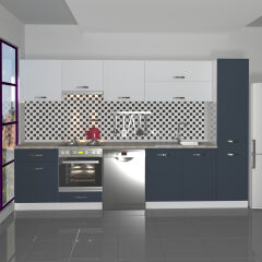 Decoraktiv Elite 325Y Ankastre Fırın Modüllü MDF Hazır Mutfak Dolabı Antrasit - Buz Gri