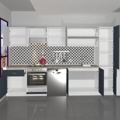 Decoraktiv Elite 325Y Ankastre Fırın Modüllü MDF Hazır Mutfak Dolabı Antrasit - Buz Gri