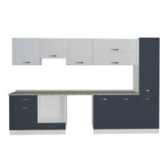 Decoraktiv Elite 325Y Ankastre Fırın Modüllü MDF Hazır Mutfak Dolabı Antrasit - Buz Gri