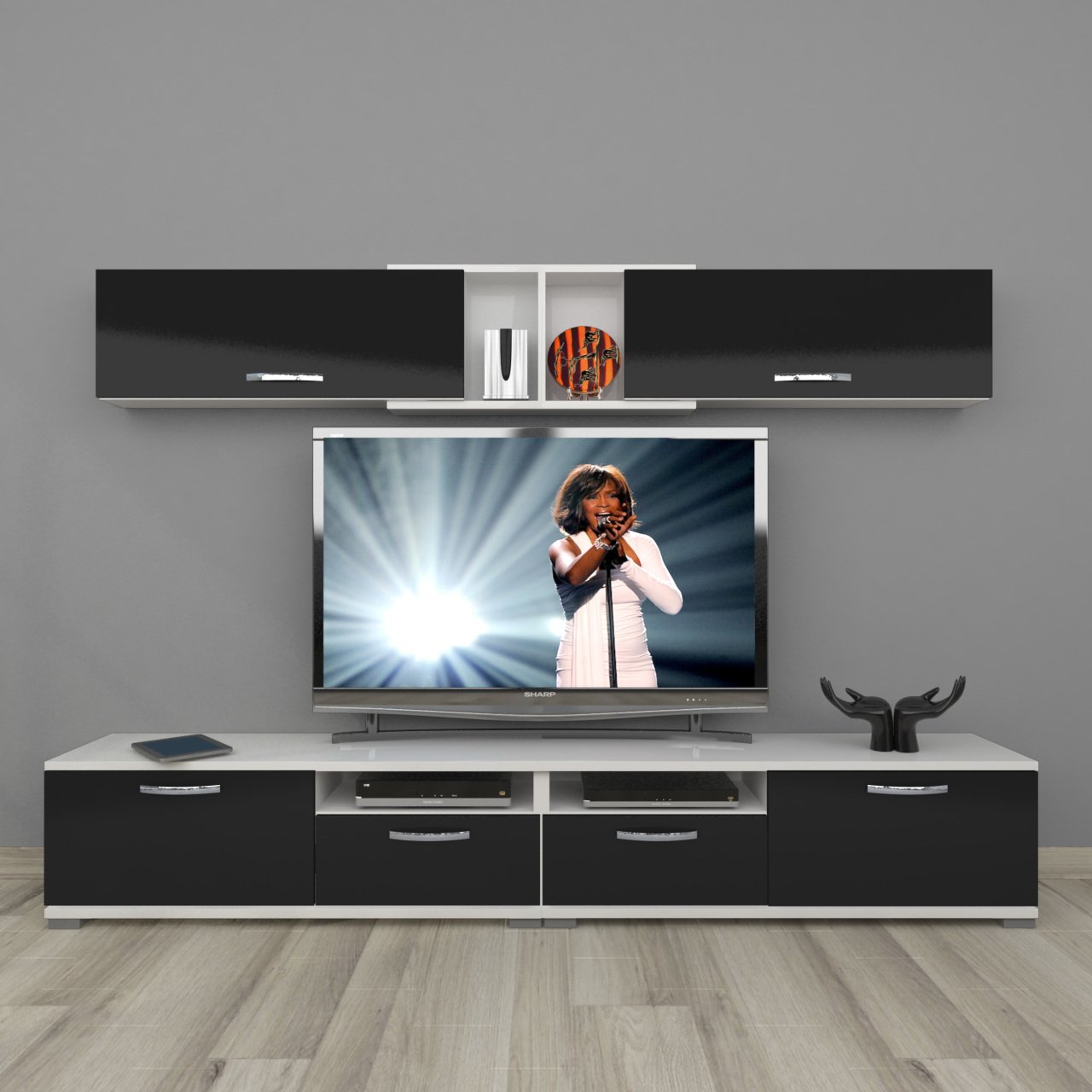 Decoraktiv Eko 5220 Mdf Tv Ünitesi Tv Sehpası Beyaz - Siyah