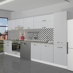 Decoraktiv Elite 325Y Ankastre Fırın Modüllü MDF Hazır Mutfak Dolabı Buz Gri