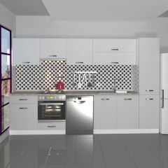 Decoraktiv Elite 325Y Ankastre Fırın Modüllü MDF Hazır Mutfak Dolabı Buz Gri