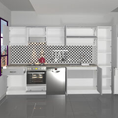 Decoraktiv Elite 325Y Ankastre Fırın Modüllü MDF Hazır Mutfak Dolabı Buz Gri