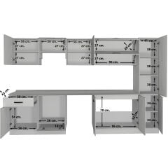 Decoraktiv Elite 325Y Ankastre Fırın Modüllü MDF Hazır Mutfak Dolabı Buz Gri