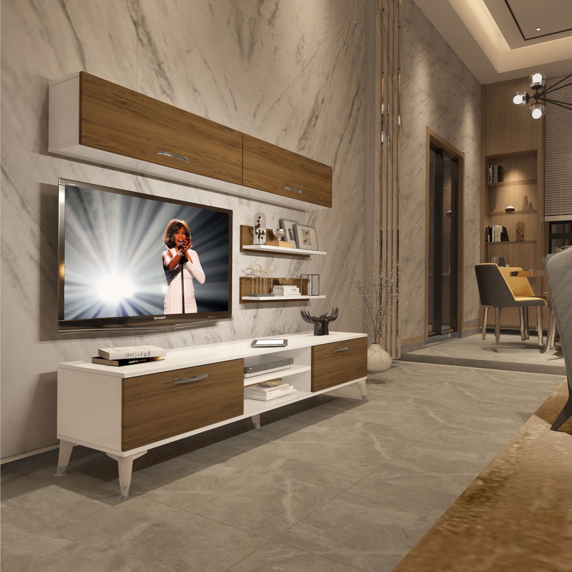 Decoraktiv Eko 5 Mdf Dvd Silver Tv Ünitesi Tv Sehpası Beyaz - Pera