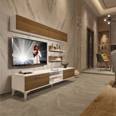 Decoraktiv Eko 5 Mdf Dvd Silver Tv Ünitesi Tv Sehpası Beyaz - Pera