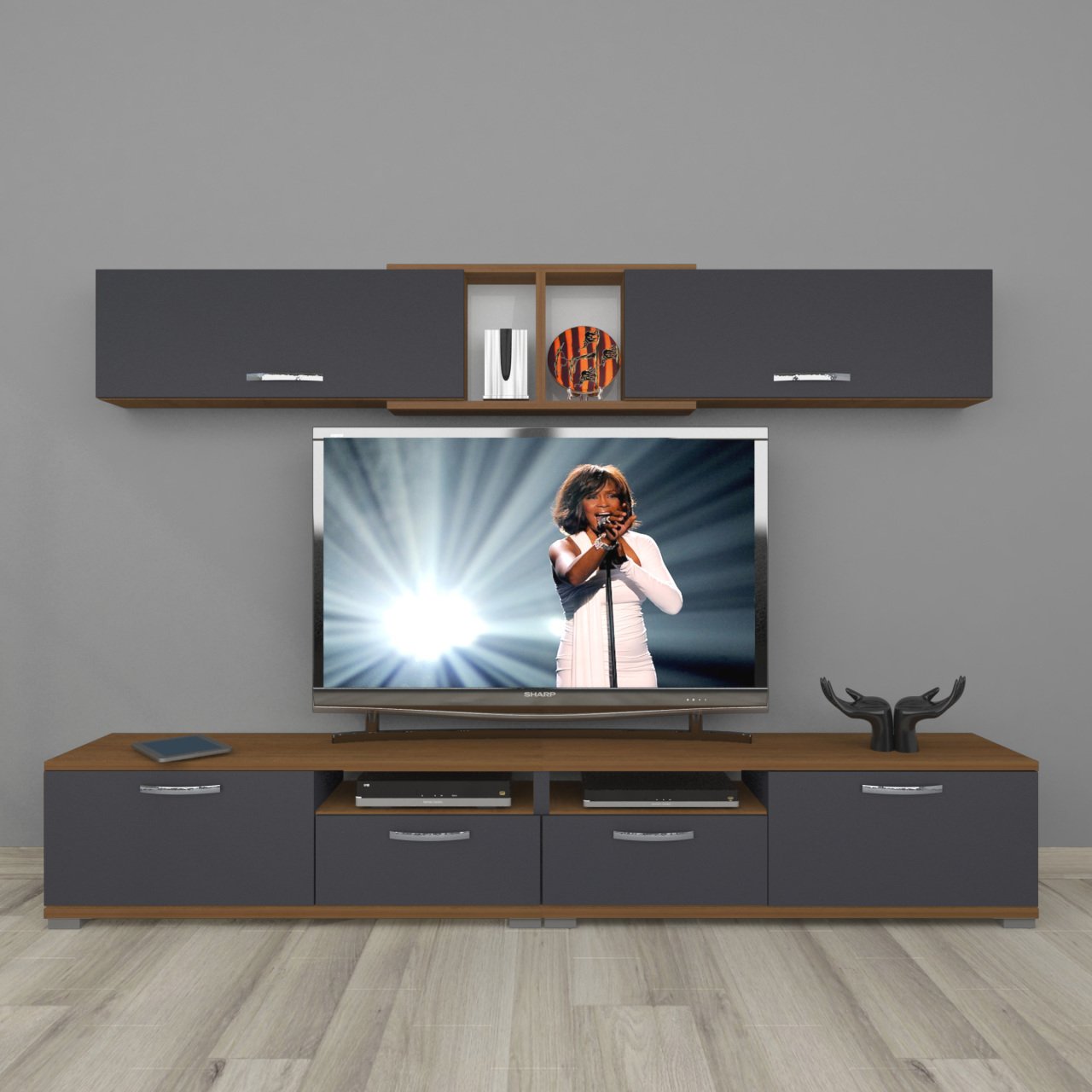 Decoraktiv Eko 5220 Mdf Tv Ünitesi Tv Sehpası Ceviz - Antrasit