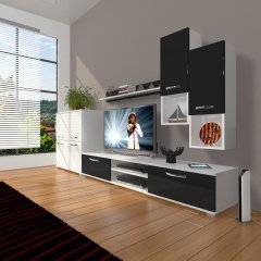 Decoraktiv Eko 6DA Slm Dvd Tv Ünitesi Tv Sehpası Beyaz - Siyah