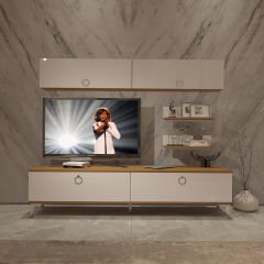 Decoraktiv Eko 5 Mdf Std Gold Tv Ünitesi Tv Sehpası Pera - Beyaz