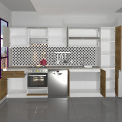 Decoraktiv Elite 325Y Ankastre Fırın Modüllü MDF Hazır Mutfak Dolabı Pera - Kumtaşı