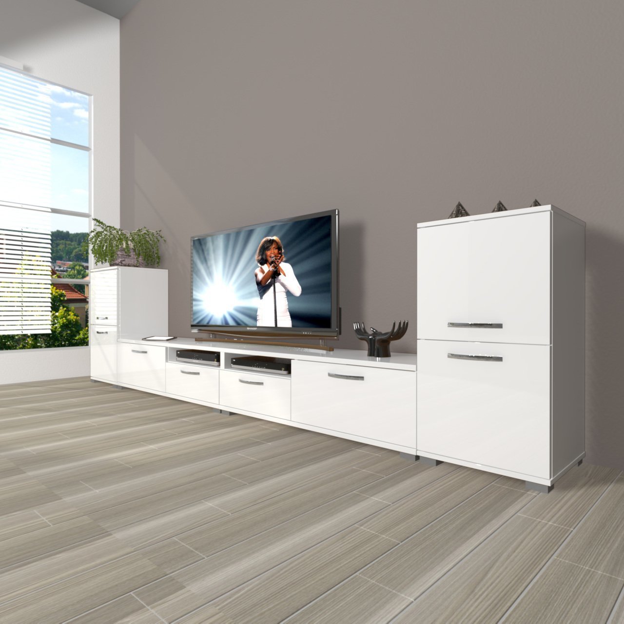 Decoraktiv Eko 9220 Slm Tv Ünitesi Tv Sehpası Parlak Beyaz