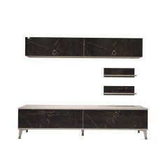 Decoraktiv Eko 5 Mdf Std Gold Tv Ünitesi Tv Sehpası Beyaz - Siyah Mermer