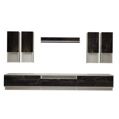 Decoraktiv Trendstyle 8DAS Mdf Tv Ünitesi Tv Sehpası Beyaz - Siyah Mermer