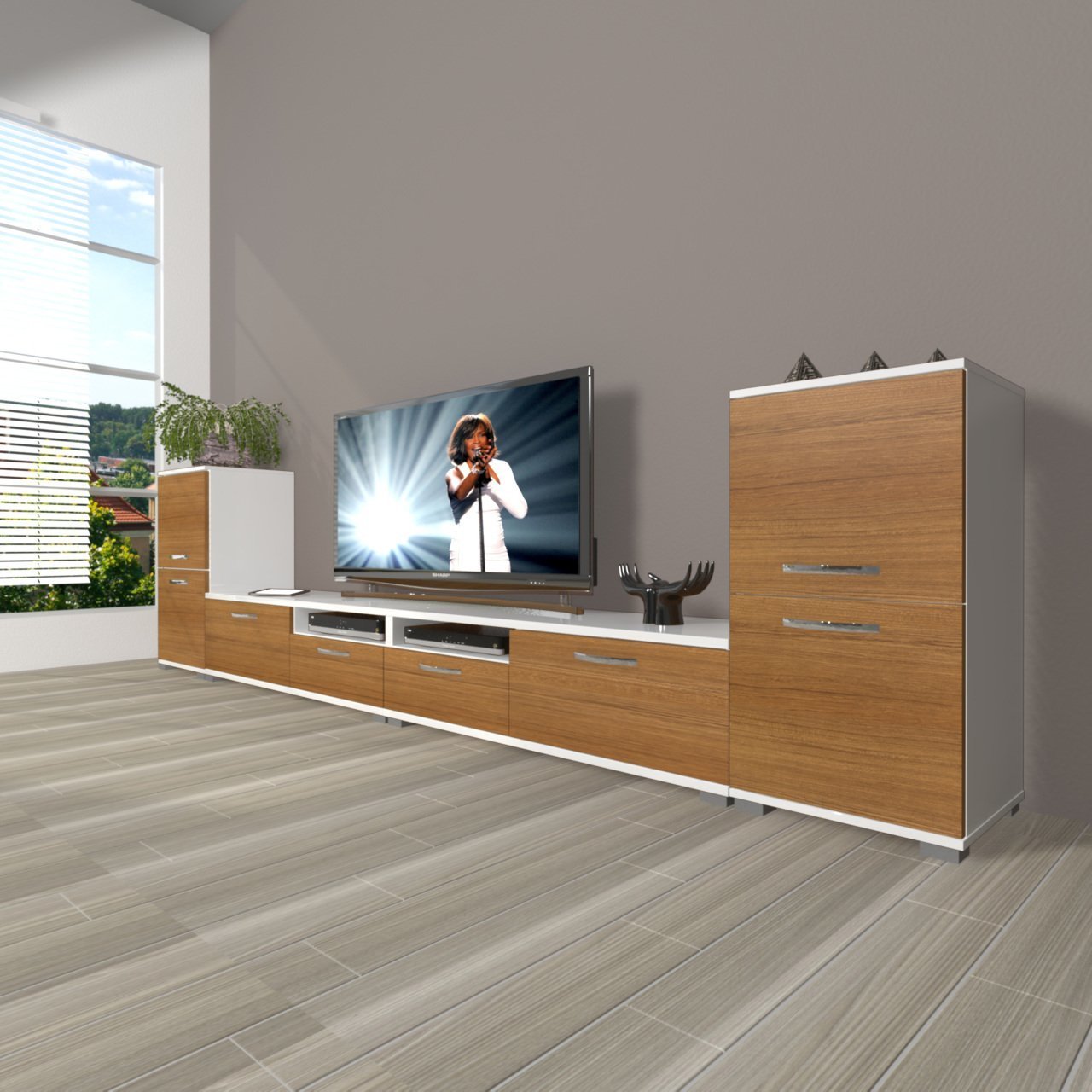 Decoraktiv Eko 9220 Slm Tv Ünitesi Tv Sehpası Beyaz - Ceviz