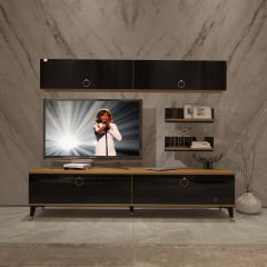 Decoraktiv Eko 5 Mdf Std Gold Tv Ünitesi Tv Sehpası Pera - Siyah