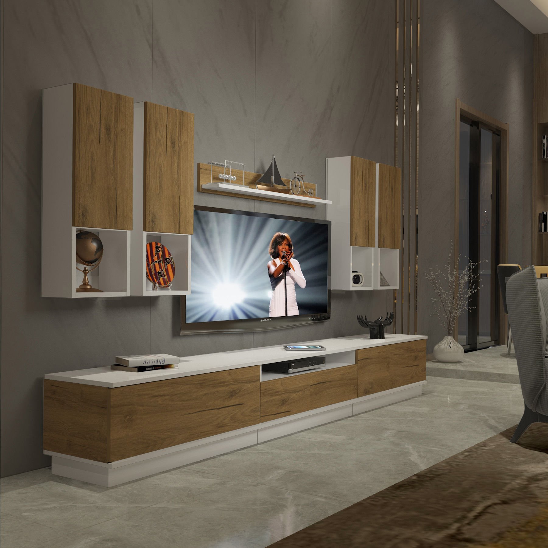 Decoraktiv Trendstyle 8DAS Mdf Tv Ünitesi Tv Sehpası Beyaz - Pera