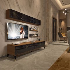 Decoraktiv Eko 5 Mdf Std Gold Tv Ünitesi Tv Sehpası Ceviz - Siyah Mermer