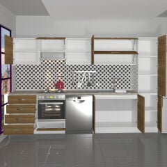 Decoraktiv Elite 325YQ Ankastre Fırın Modüllü MDF Hazır Mutfak Dolabı Pera