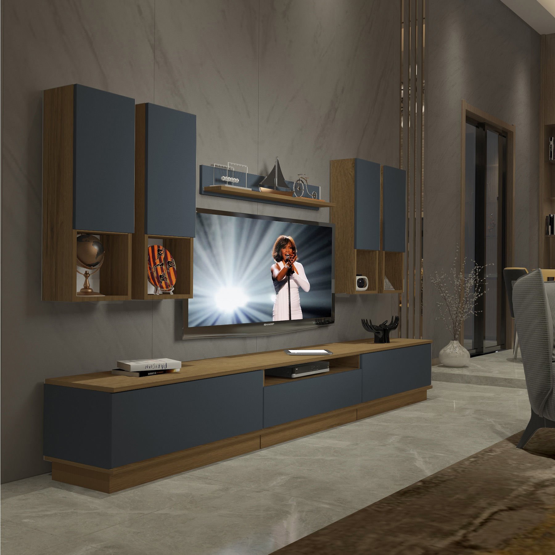 Decoraktiv Trendstyle 8DAS Mdf Tv Ünitesi Tv Sehpası Pera - Antrasit