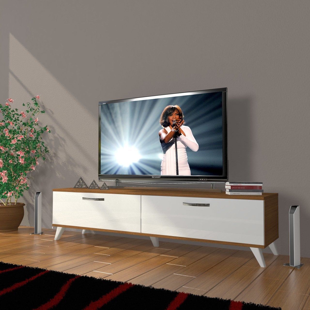 Decoraktiv Eko 140 Slm Std Retro Tv Ünitesi Tv Sehpası Ceviz - Beyaz