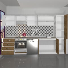 Decoraktiv Elite 325YQ Ankastre Fırın Modüllü MDF Hazır Mutfak Dolabı Pera - Beyaz