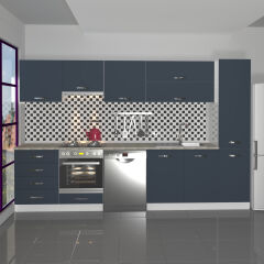 Decoraktiv Elite 325YQ Ankastre Fırın Modüllü MDF Hazır Mutfak Dolabı Antrasit