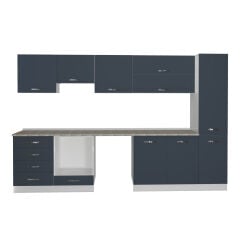 Decoraktiv Elite 325YQ Ankastre Fırın Modüllü MDF Hazır Mutfak Dolabı Antrasit