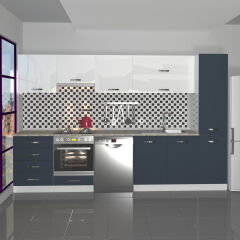 Decoraktiv Elite 325YQ Ankastre Fırın Modüllü MDF Hazır Mutfak Dolabı Antrasit - Beyaz