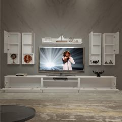 Decoraktiv Trendstyle 8DA Slm Tv Ünitesi Tv Sehpası Parlak Beyaz