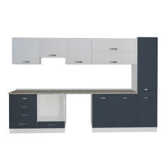 Decoraktiv Elite 325YQ Ankastre Fırın Modüllü MDF Hazır Mutfak Dolabı Antrasit - Buz Gri