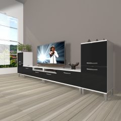 Decoraktiv Eko 9220 Slm Krom Ayaklı Tv Ünitesi Tv Sehpası Beyaz - Siyah