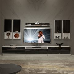 Decoraktiv Trendstyle 8DA Slm Tv Ünitesi Tv Sehpası Beyaz - Siyah