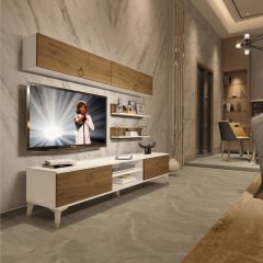 Decoraktiv Eko 5 Mdf Dvd Gold Tv Ünitesi Tv Sehpası Beyaz - Pera