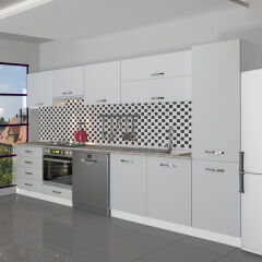 Decoraktiv Elite 325YQ Ankastre Fırın Modüllü MDF Hazır Mutfak Dolabı Buz Gri