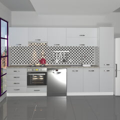 Decoraktiv Elite 325YQ Ankastre Fırın Modüllü MDF Hazır Mutfak Dolabı Buz Gri