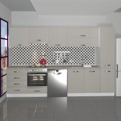 Decoraktiv Elite 325YQ Ankastre Fırın Modüllü MDF Hazır Mutfak Dolabı Kumtaşı