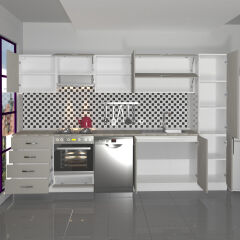 Decoraktiv Elite 325YQ Ankastre Fırın Modüllü MDF Hazır Mutfak Dolabı Kumtaşı