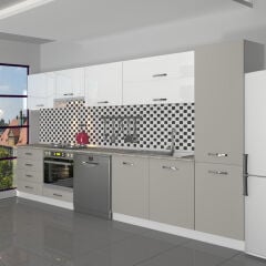 Decoraktiv Elite 325YQ Ankastre Fırın Modüllü MDF Hazır Mutfak Dolabı Kumtaşı - Beyaz