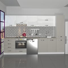 Decoraktiv Elite 325YQ Ankastre Fırın Modüllü MDF Hazır Mutfak Dolabı Kumtaşı - Beyaz