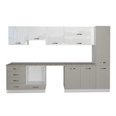 Decoraktiv Elite 325YQ Ankastre Fırın Modüllü MDF Hazır Mutfak Dolabı Kumtaşı - Beyaz