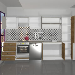 Decoraktiv Elite 325YQ Ankastre Fırın Modüllü MDF Hazır Mutfak Dolabı Pera - Kumtaşı