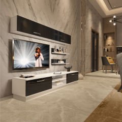 Decoraktiv Eko 5B Mdf Dvd Tv Ünitesi Tv Sehpası Beyaz - Siyah