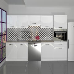 Decoraktiv Elite 280 Ankastre Boy Dolaplı MDF Hazır Mutfak Dolabı Parlak Beyaz