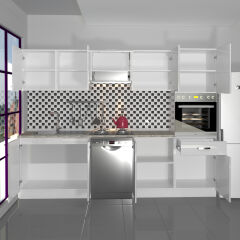 Decoraktiv Elite 280 Ankastre Boy Dolaplı MDF Hazır Mutfak Dolabı Parlak Beyaz
