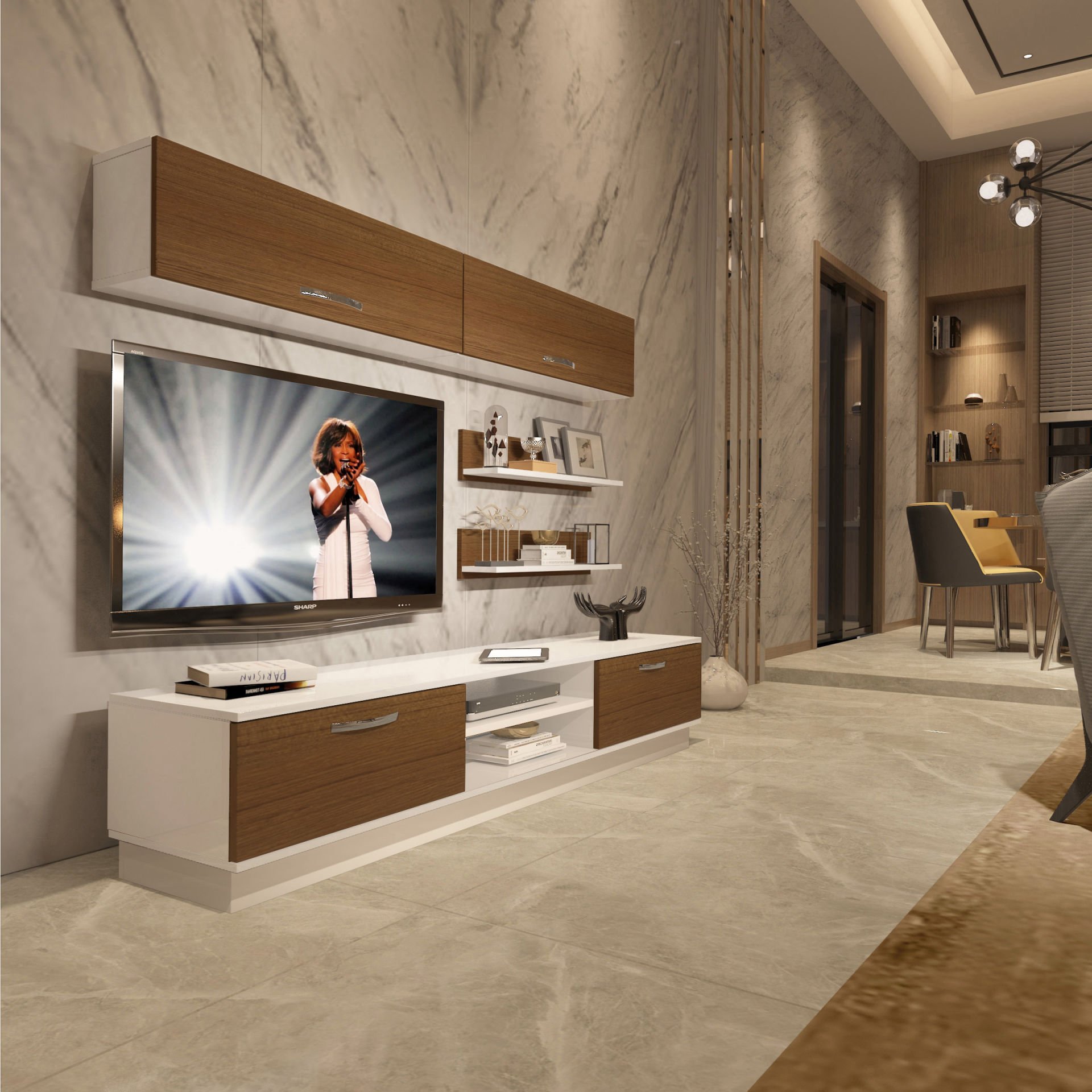 Decoraktiv Eko 5B Mdf Dvd Tv Ünitesi Tv Sehpası Beyaz - Ceviz