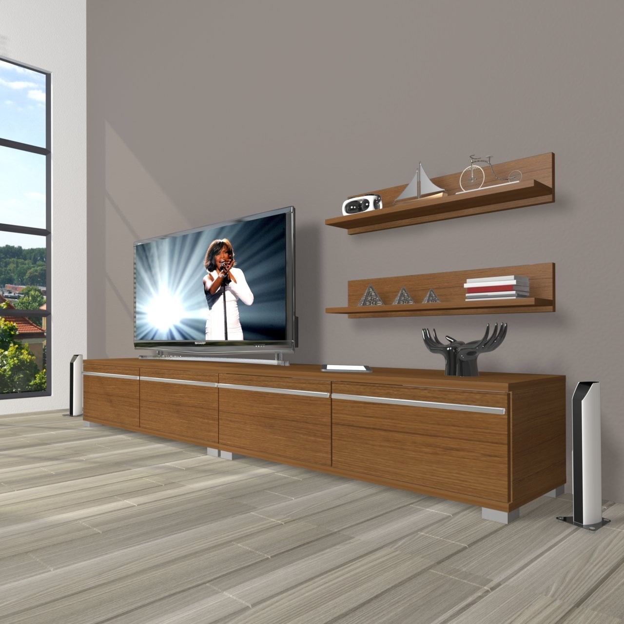 Decoraktiv Eko 220t Mdf Tv Ünitesi Tv Sehpası Ceviz